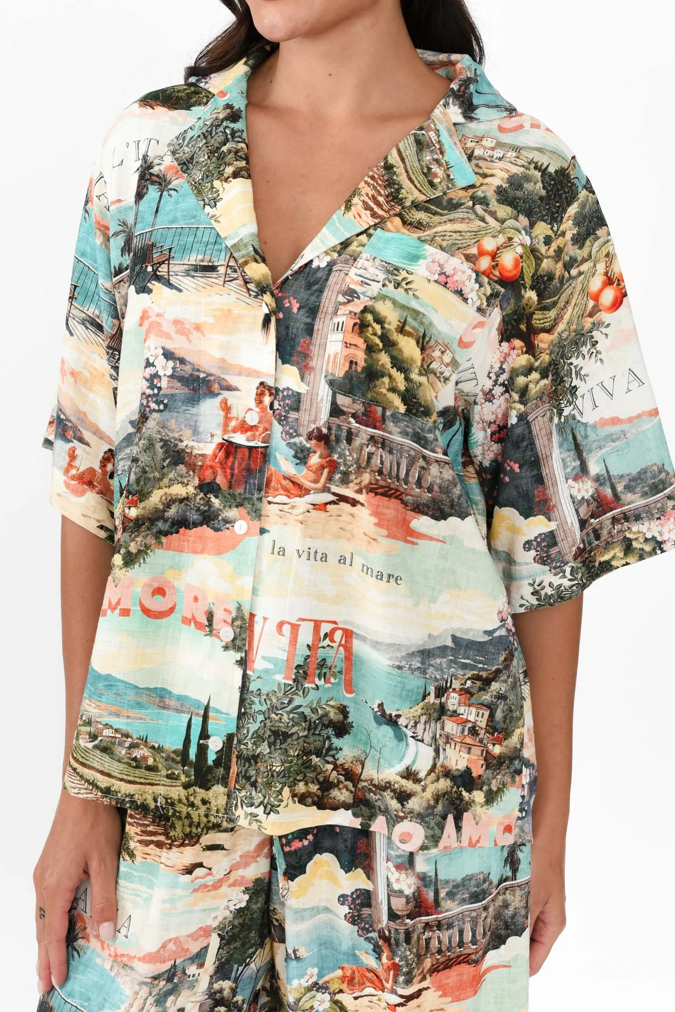 Judi Blue Island Linen Blend Shirt