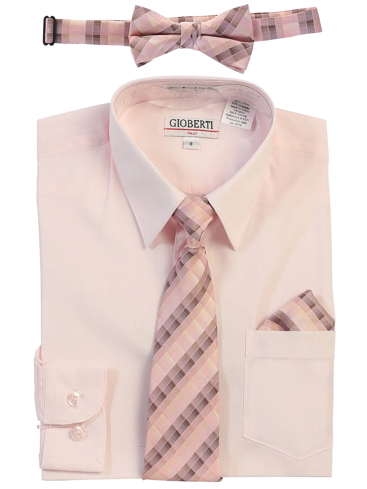 Kid's (2T-7) Shirt w/ Plaid Tie Set