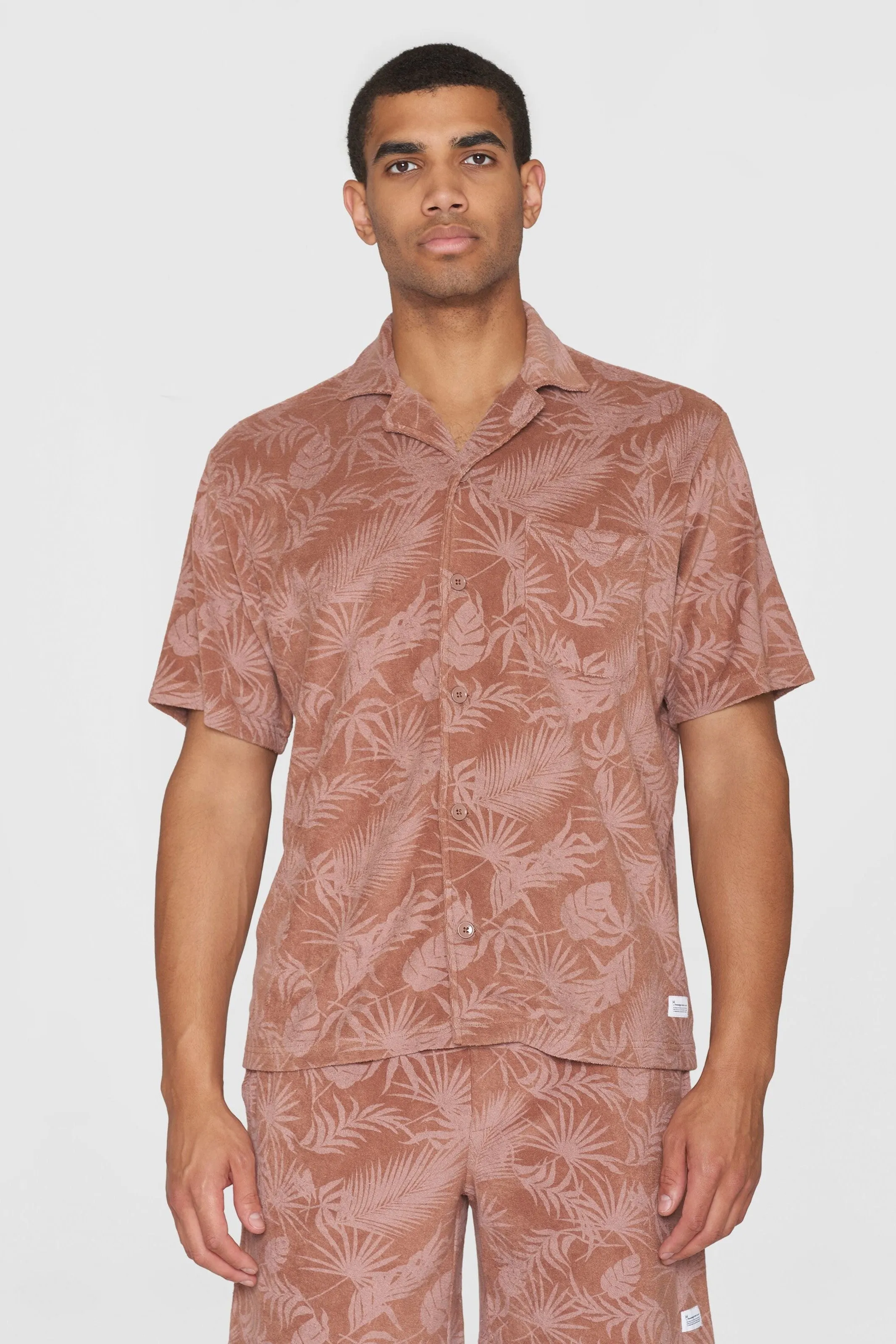 Knowledge Cotton Terry Loose Fit Printed Short Sleeve Shirt - GOTS/Vegan