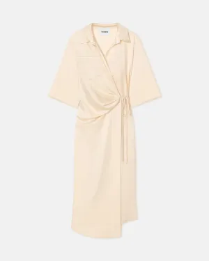 Lais - Draped Front Shirt Dress - Creme