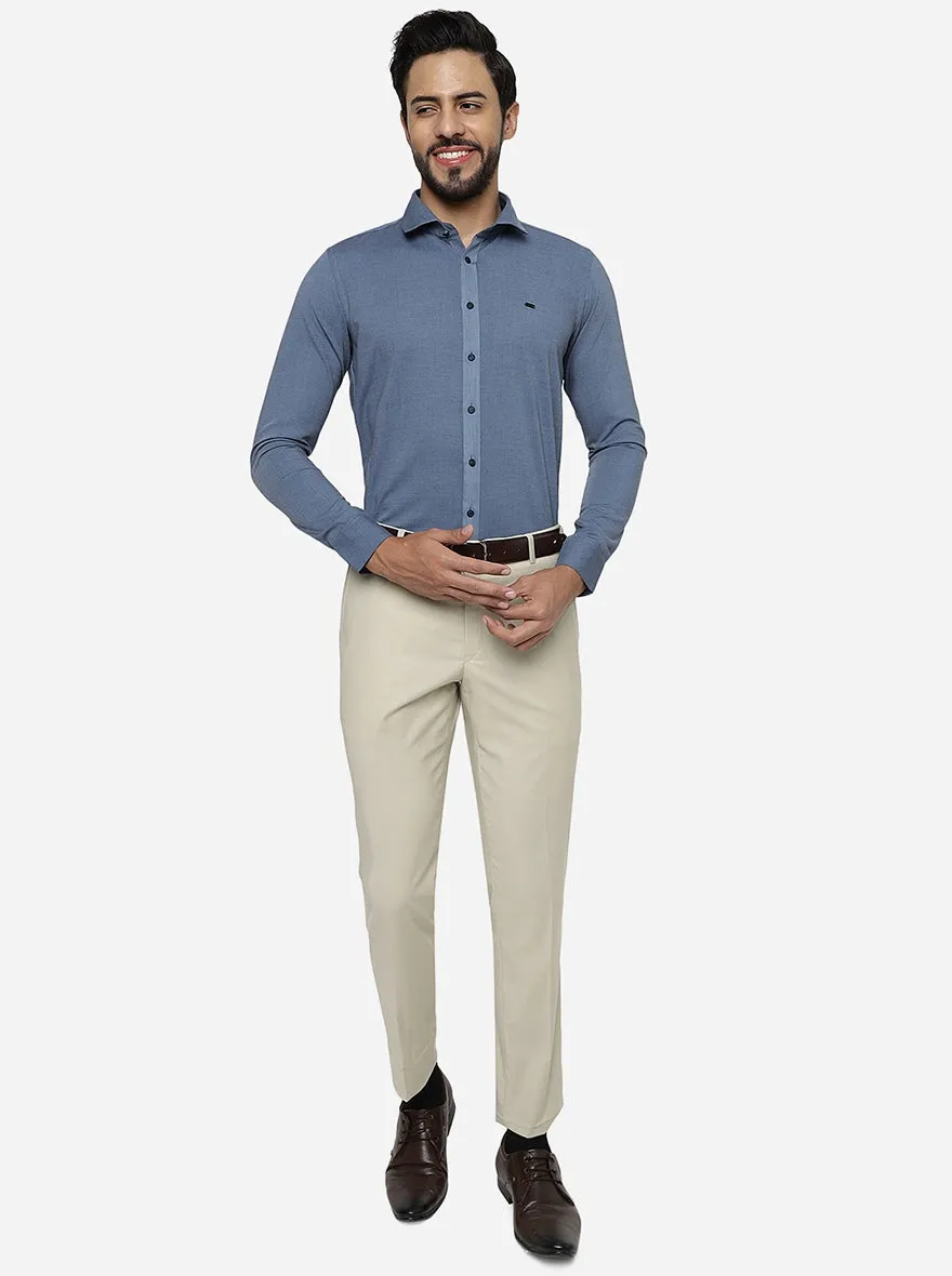 Light Blue Solid Slim Fit Party Wear Shirt | JB Studio