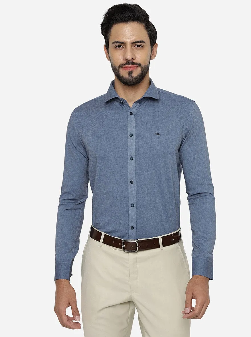 Light Blue Solid Slim Fit Party Wear Shirt | JB Studio