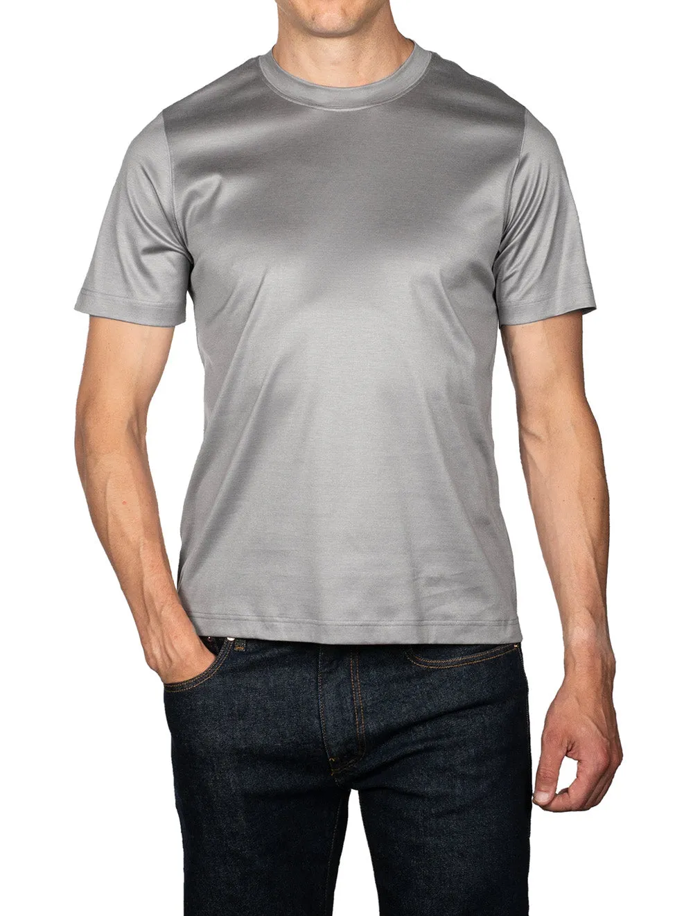 Light Grey Filo di Scozia Crew Neck T-Shirt