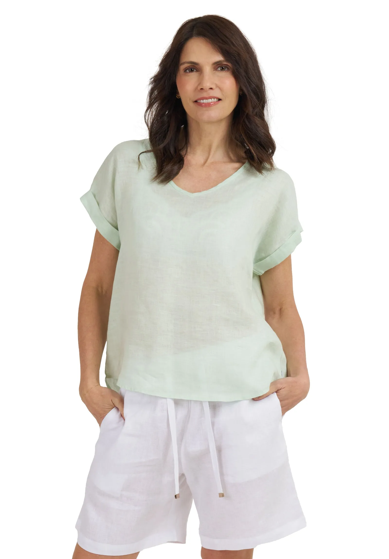 Martina Pistacchio Sand Washed Linen T-Shirt