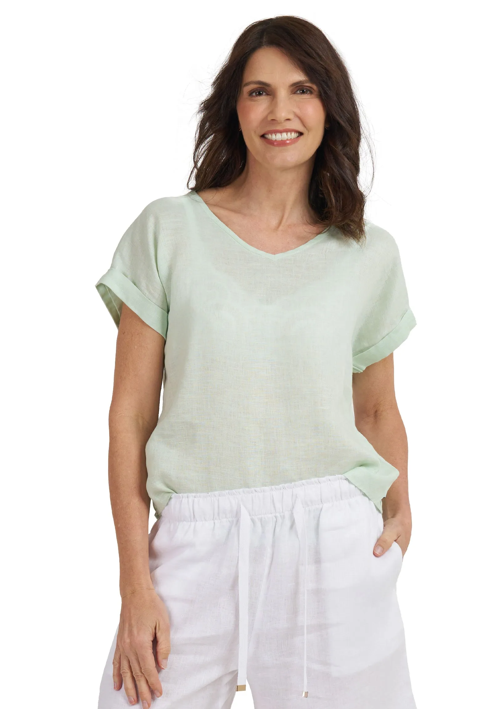 Martina Pistacchio Sand Washed Linen T-Shirt