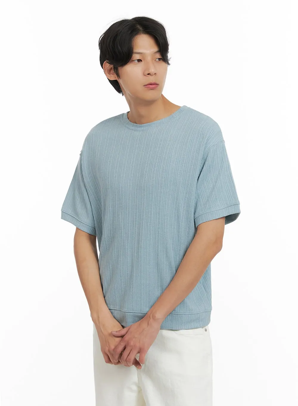 Men's Breezy Stripe T-Shirt (Light Blue) IY402