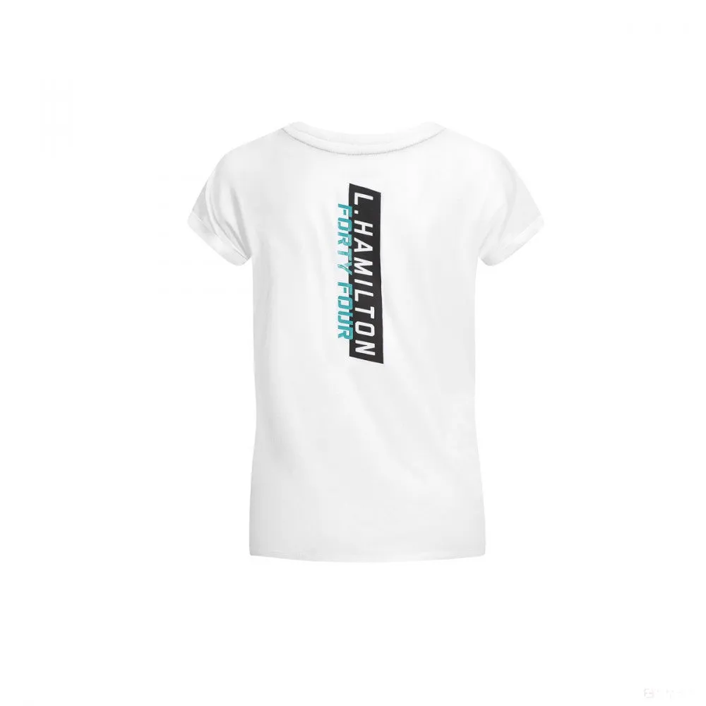 Mercedes Womens T-shirt, Lewis Hamilton #44, White, 2019