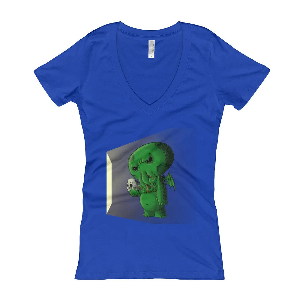 Midnight Snack Cthulhu Fitted V-Neck T-Shirt