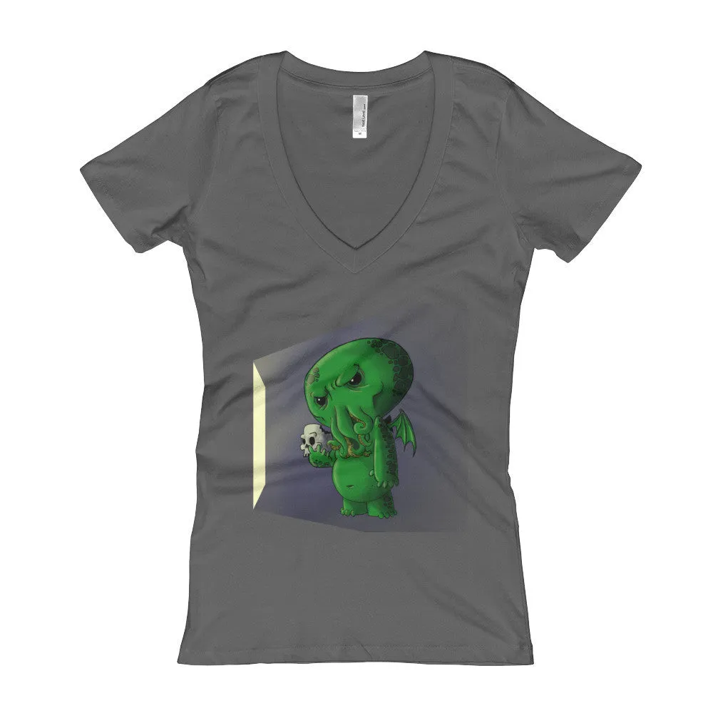 Midnight Snack Cthulhu Fitted V-Neck T-Shirt