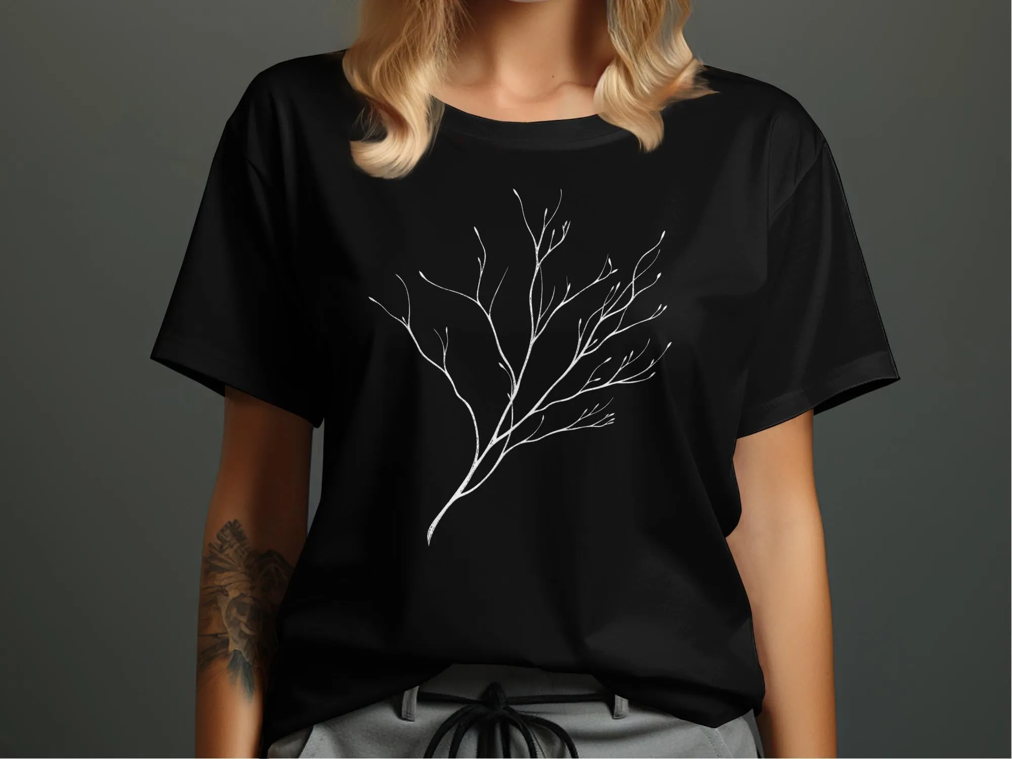 Modern Nature Line Art T-Shirt, Minimalistic Branch Design Tee, Nature Lovers Gift, Simple Modern Art Shirt, Botanical Graphic Tee