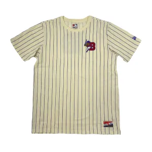 New Era Buffalo Bisons Cream and Blue Pinstripe Short Sleeve Shirt