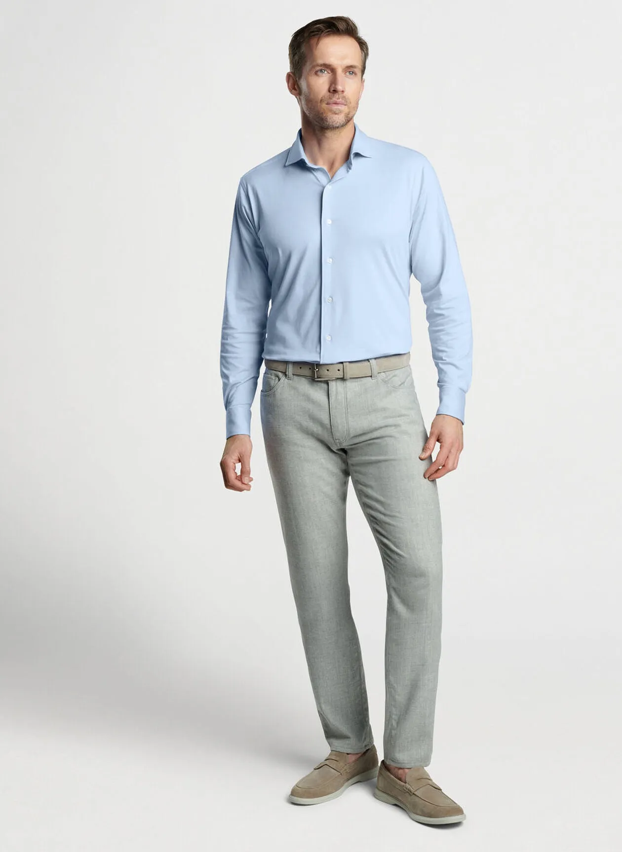 Peter Millar Magnus Excursionist Flex Sport Shirt In Blue Frost