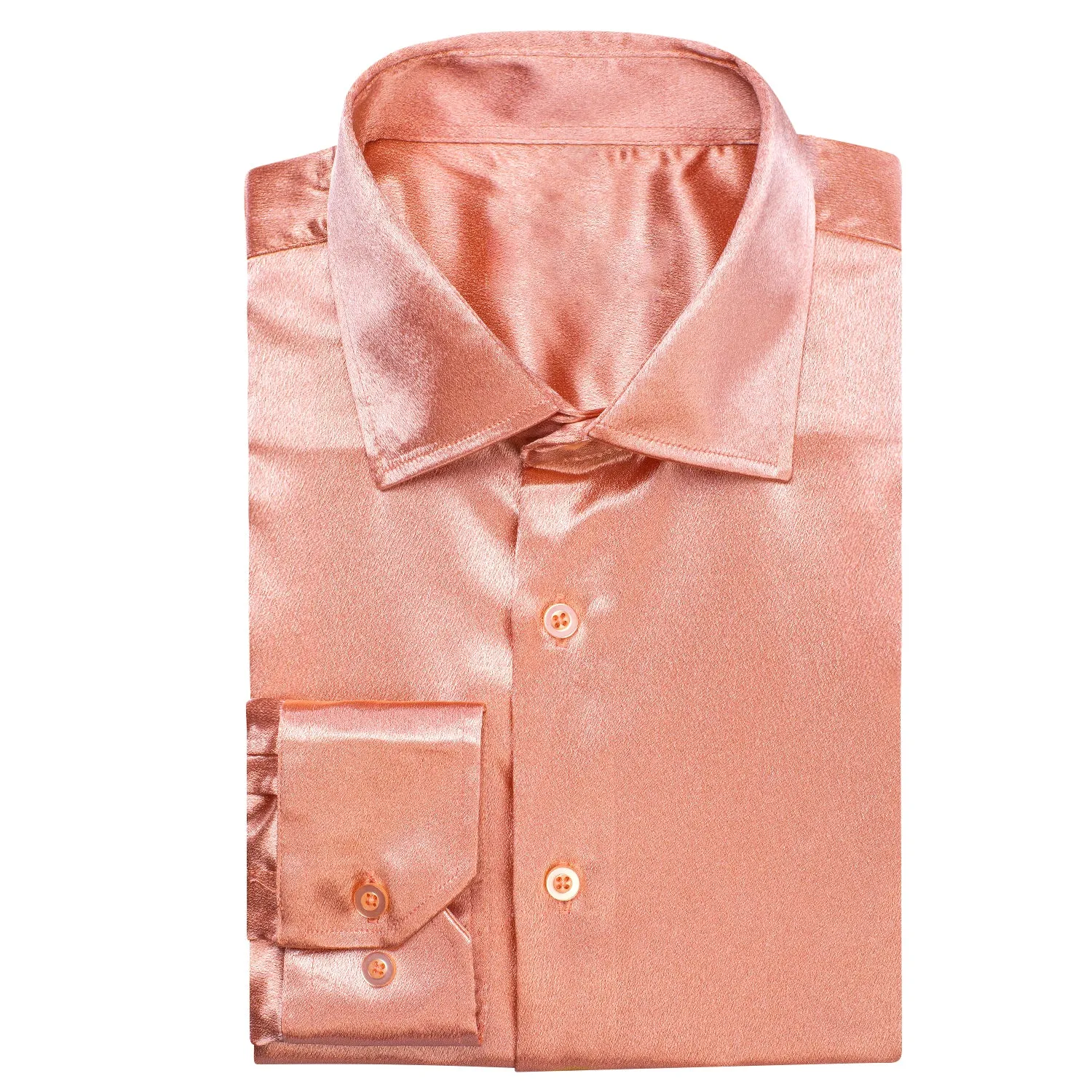 Pink Solid Silk Men's Long Sleeve Shirt