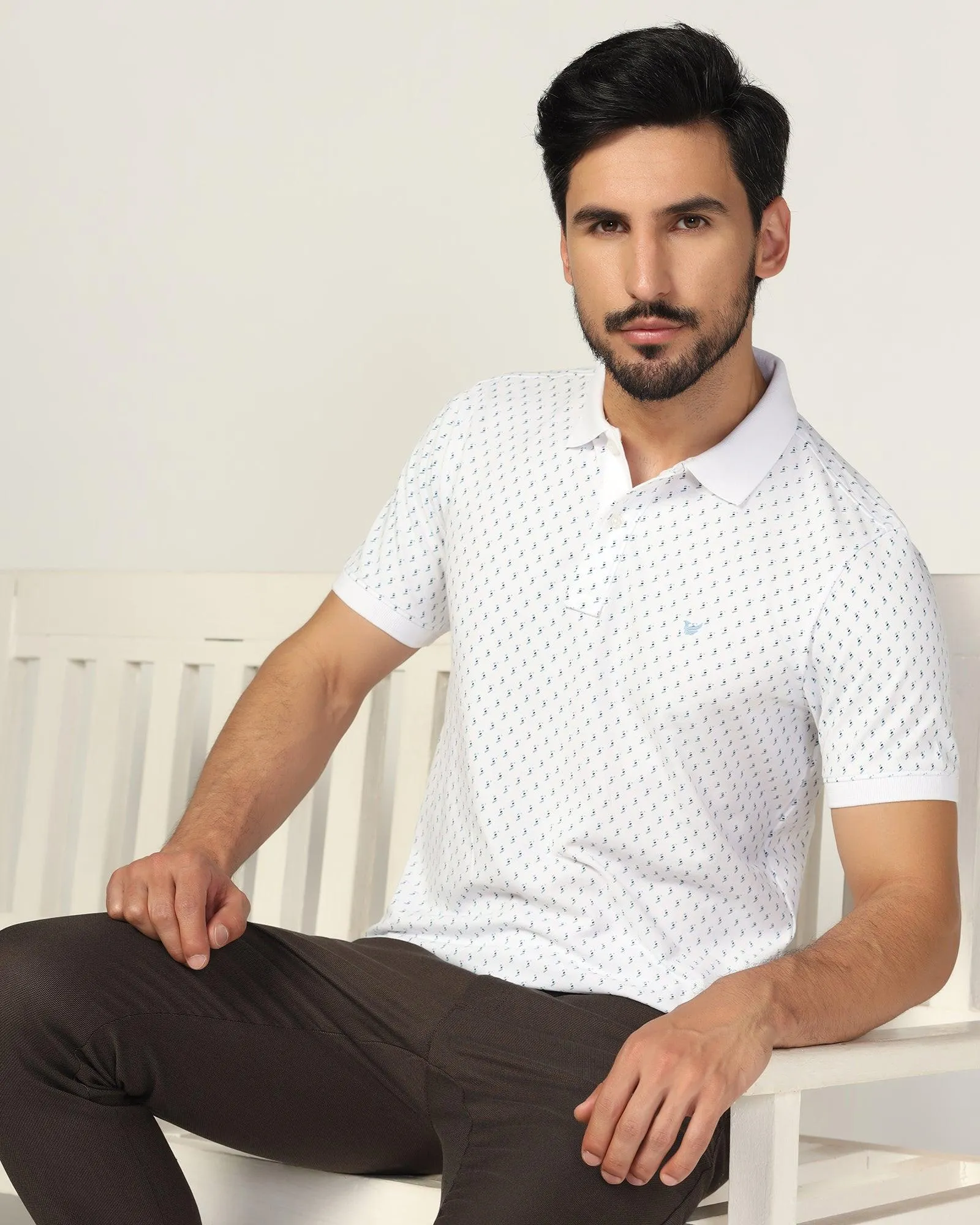 Polo White Printed T-Shirt - Luna