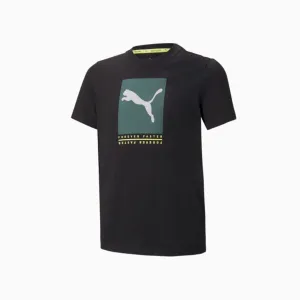 Puma Active Sports Graphic Boys Lifestyle T-Shirt Black/Lemon