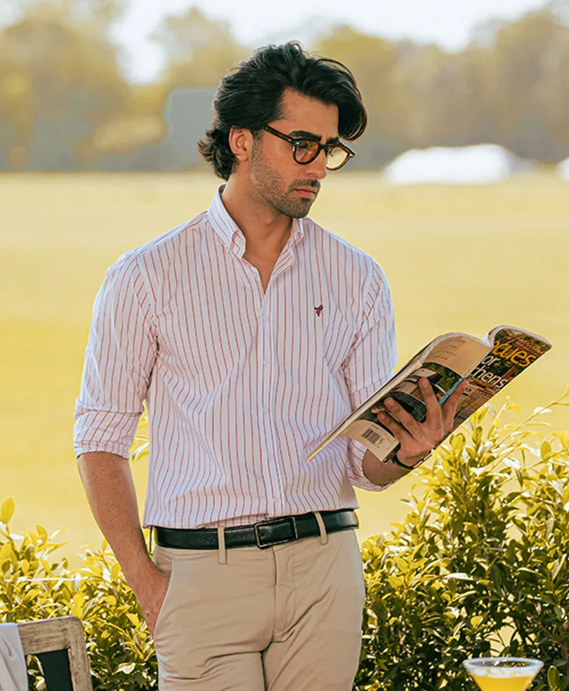 Red White Stripe Shirt (Slim / Modern Fit)