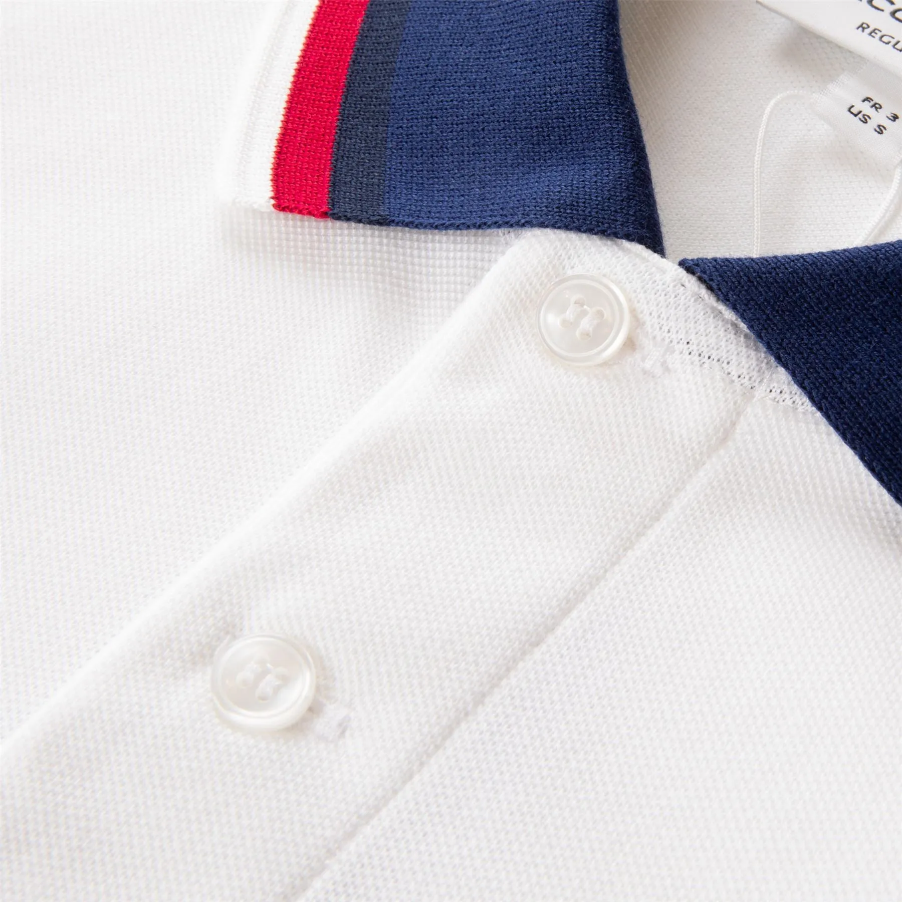 Regular Fit Stretch Cotton Pique Contrast Collar Polo White - SS24