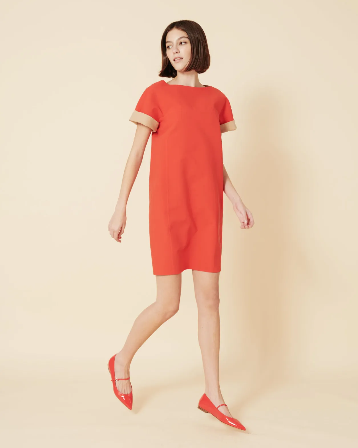 Reversible Bi-Color T-Shirt Dress in Cotton Double-Face