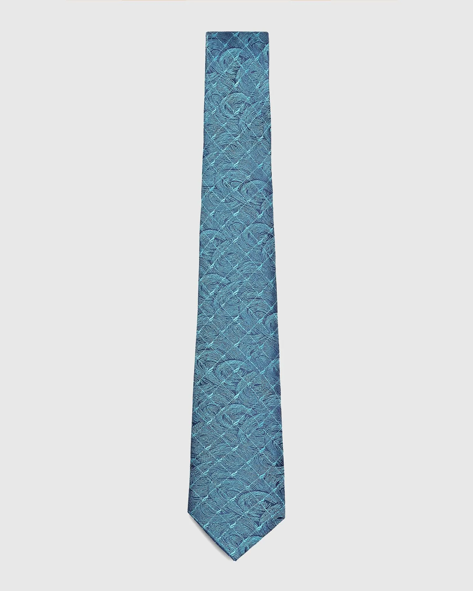 Silk Blue Printed Tie - Theo