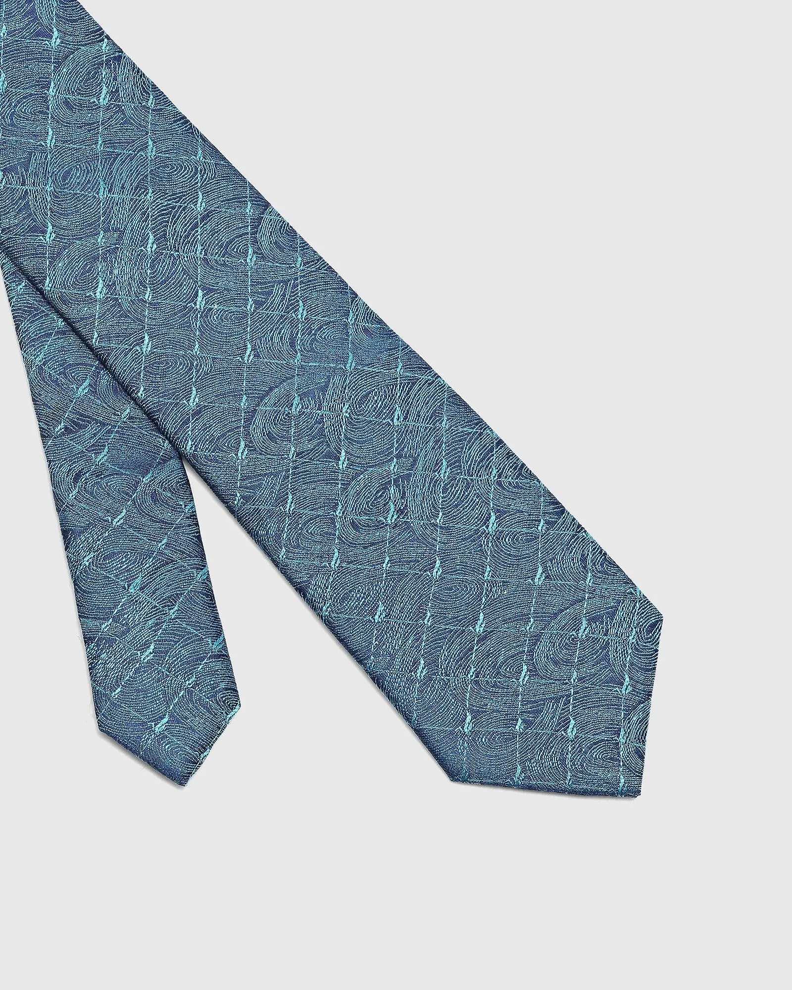 Silk Blue Printed Tie - Theo