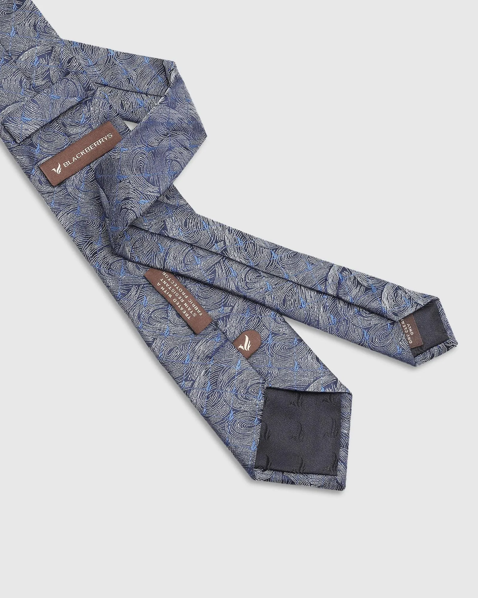 Silk Navy Printed Tie - Theo