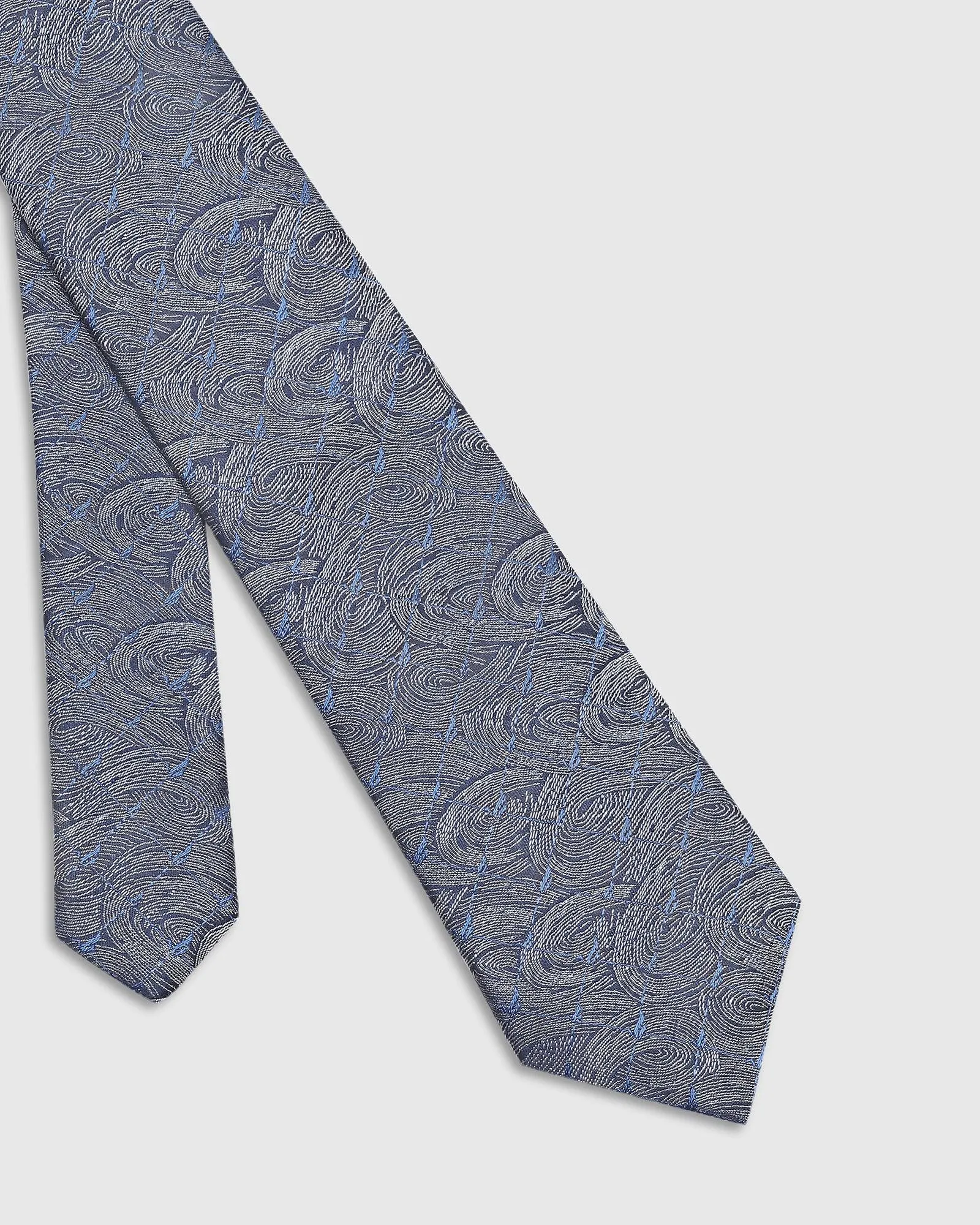 Silk Navy Printed Tie - Theo