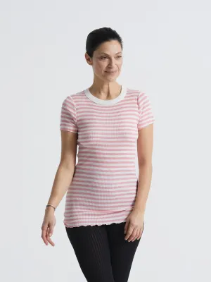 Silky Tee | Silk - Pink/Off-White