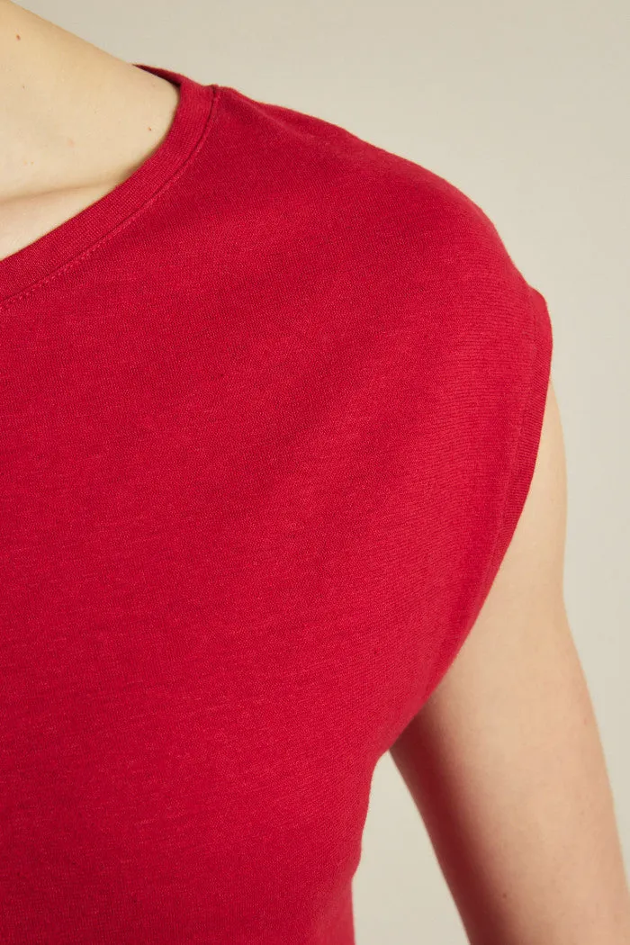 Sleeveles Hemp Red Shirt Lanius