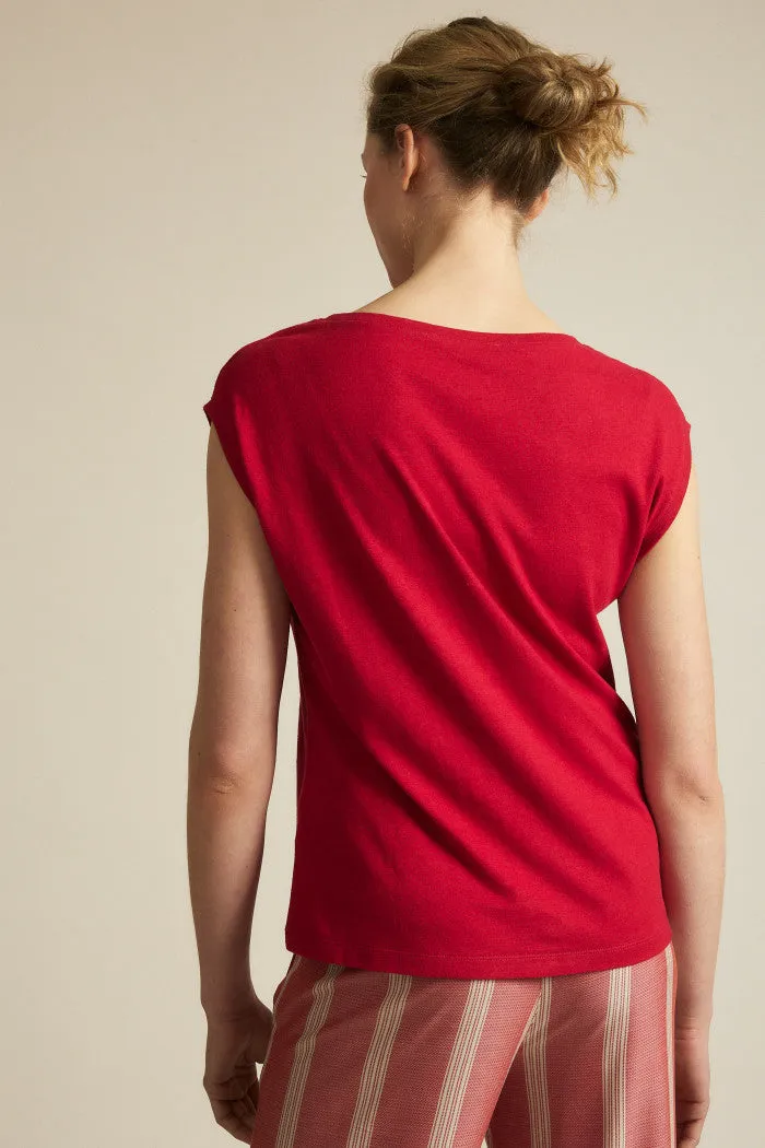 Sleeveles Hemp Red Shirt Lanius