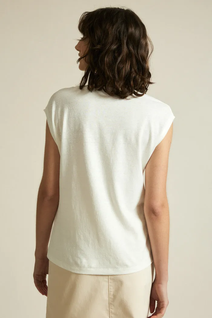 Sleeveles Hemp White Tshirt Lanius