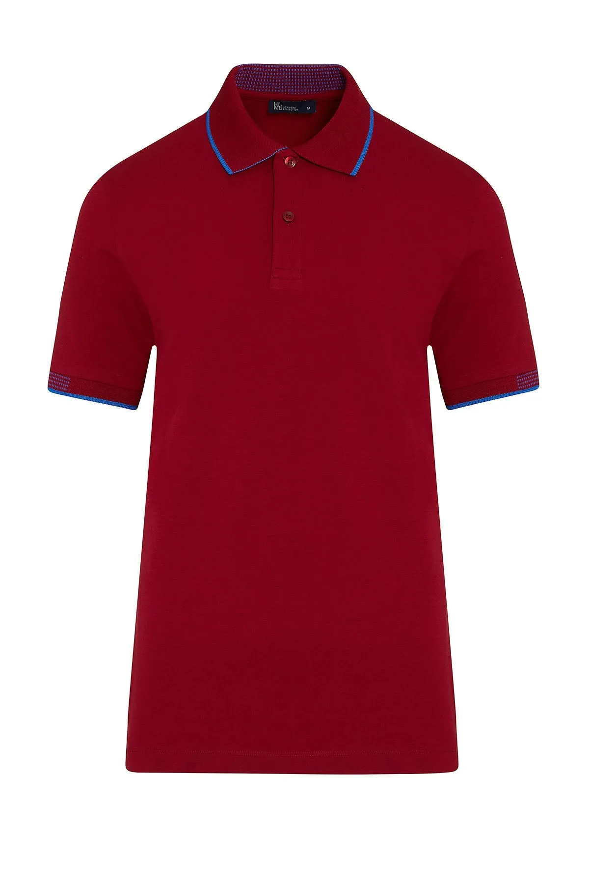 Slim Fit Basic Cotton Blend Polo T-shirt, Burgundy