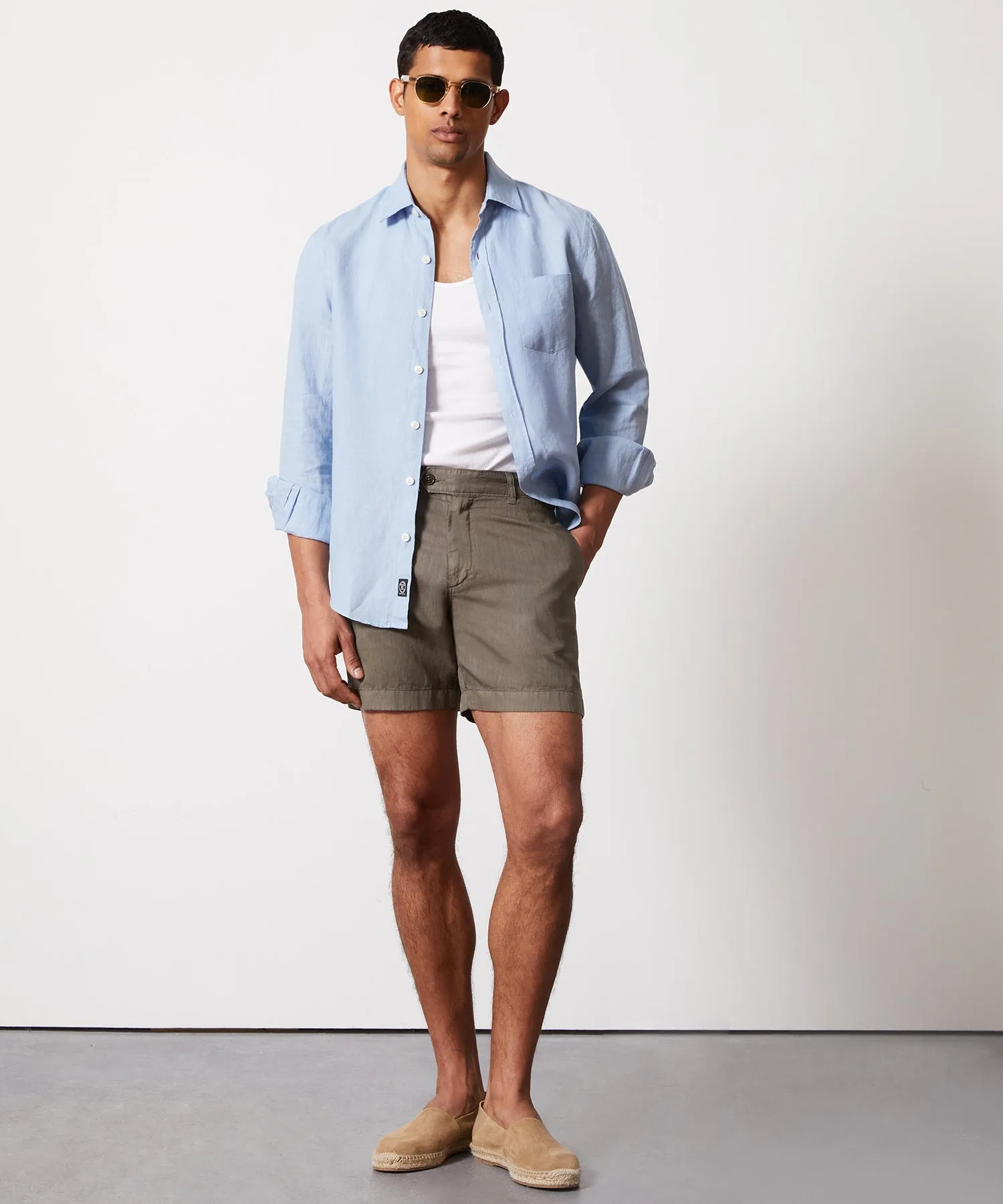 Slim Fit Sea Soft Irish Linen Shirt in Blue Tide