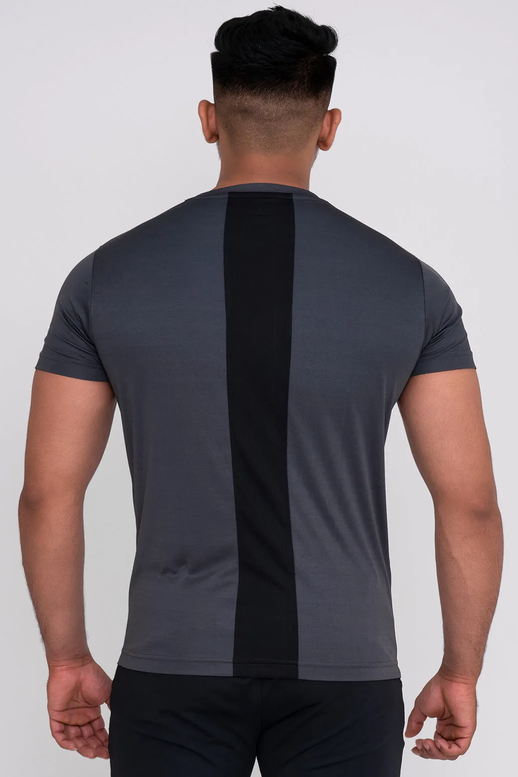 Solid Dye Round Neck T-Shirts Charcoal Black