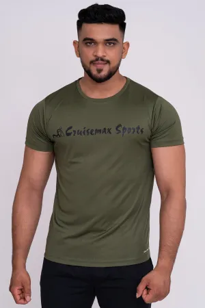 Solid Dye Round Neck T-Shirts Mehandi Black