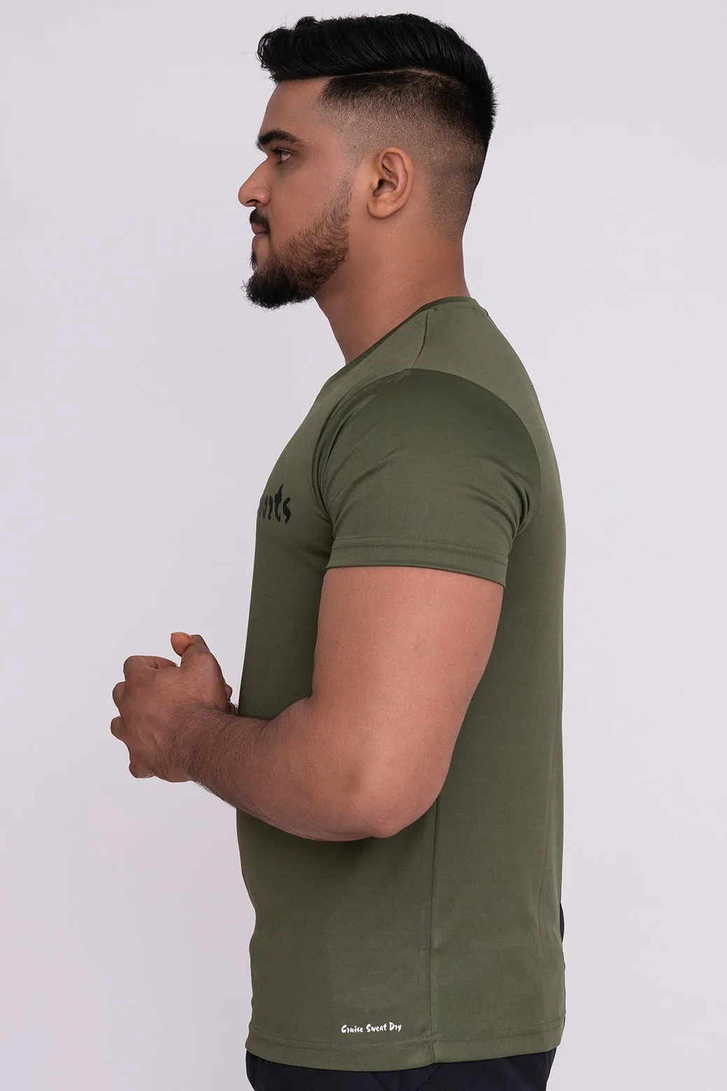 Solid Dye Round Neck T-Shirts Mehandi Black