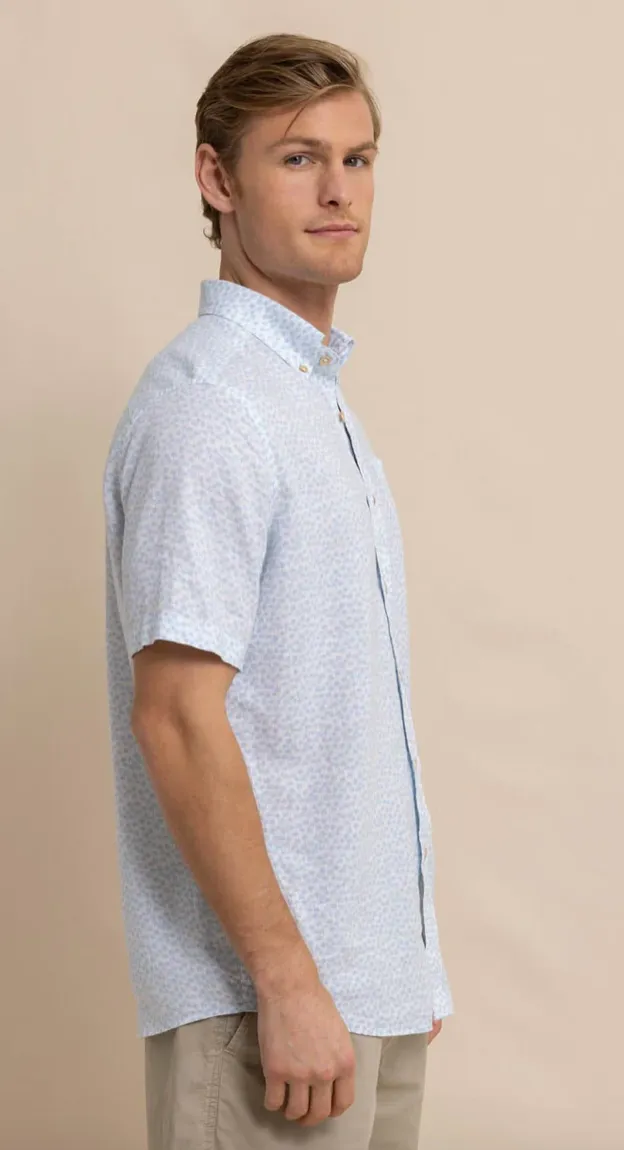 Southern Tide Palm Breezy Shirt Clearwater Blue