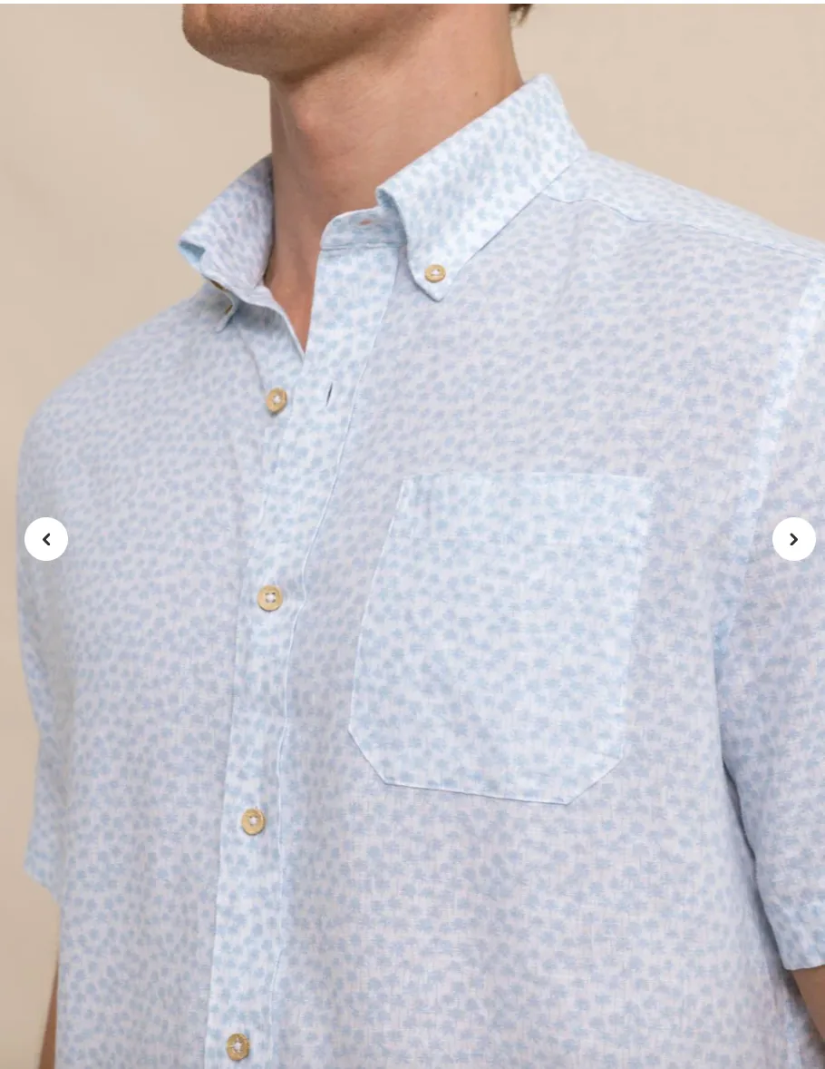 Southern Tide Palm Breezy Shirt Clearwater Blue