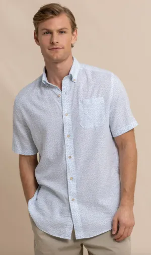 Southern Tide Palm Breezy Shirt Clearwater Blue