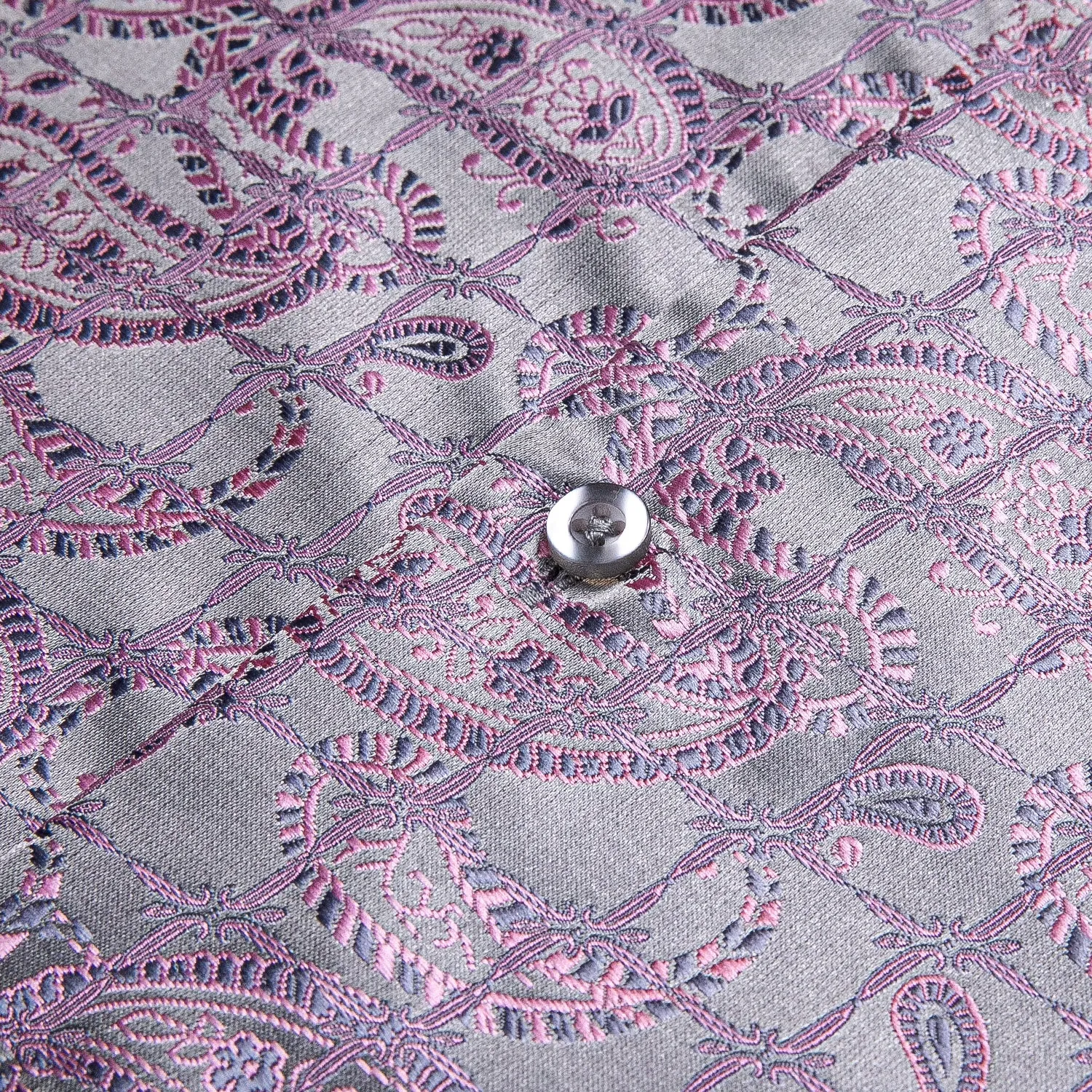 Ties2you Luxury Silver Pink Paisley Silk Men's Shirt