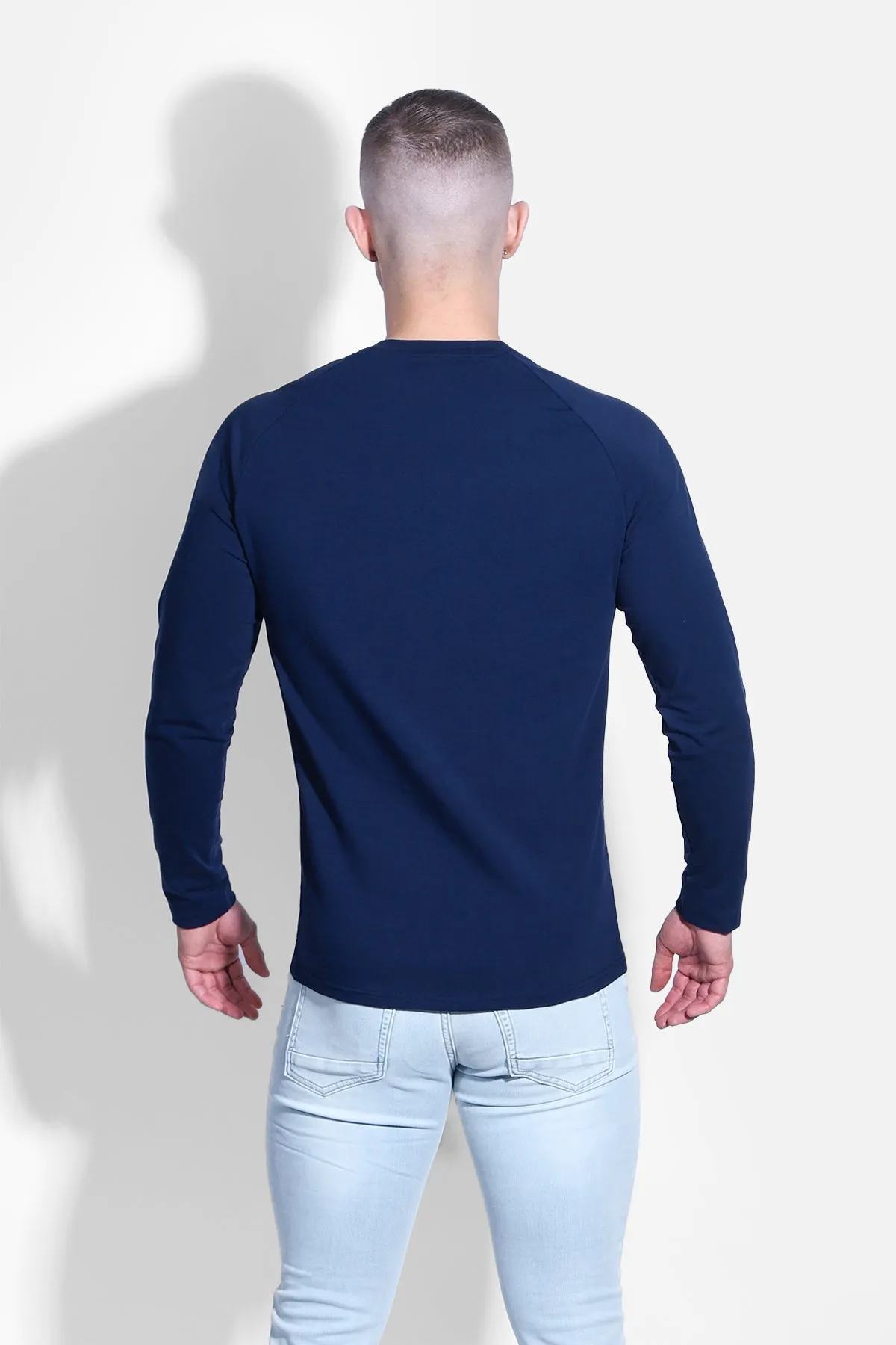 Titan Muscle-Fit Long Sleeve T-Shirt - Navy