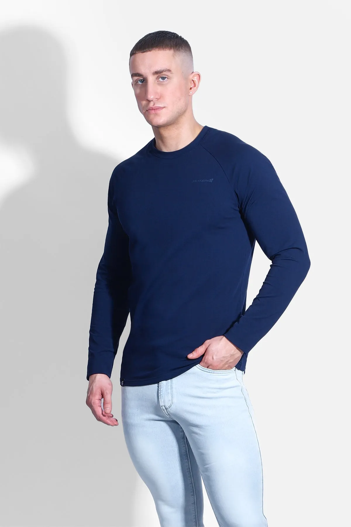 Titan Muscle-Fit Long Sleeve T-Shirt - Navy