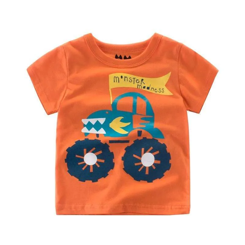 Toddler/Kid Boy Cartoon Truck Pattern Casual T-shirt