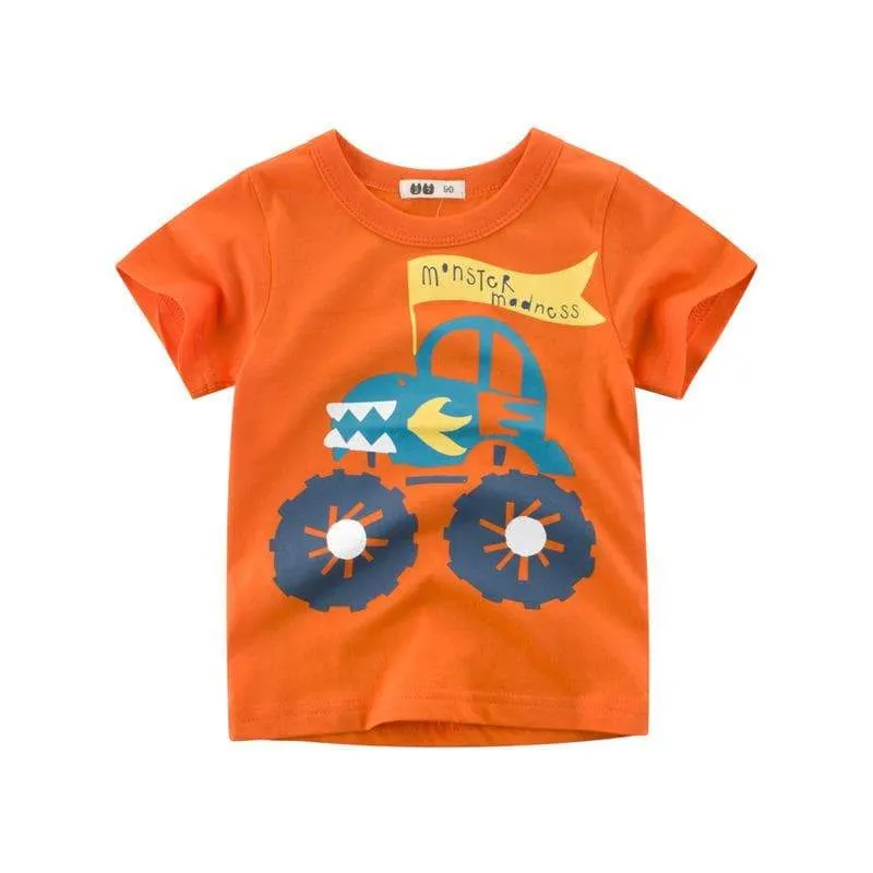 Toddler/Kid Boy Cartoon Truck Pattern Casual T-shirt