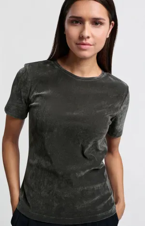 Velvet Mesh T-Shirt in Dark Metal Grey