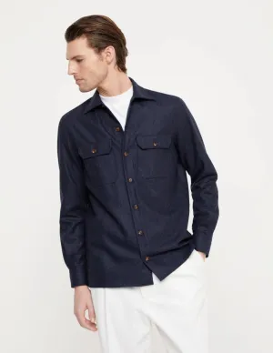 Virgin Wool Flannel Overshirt | Night