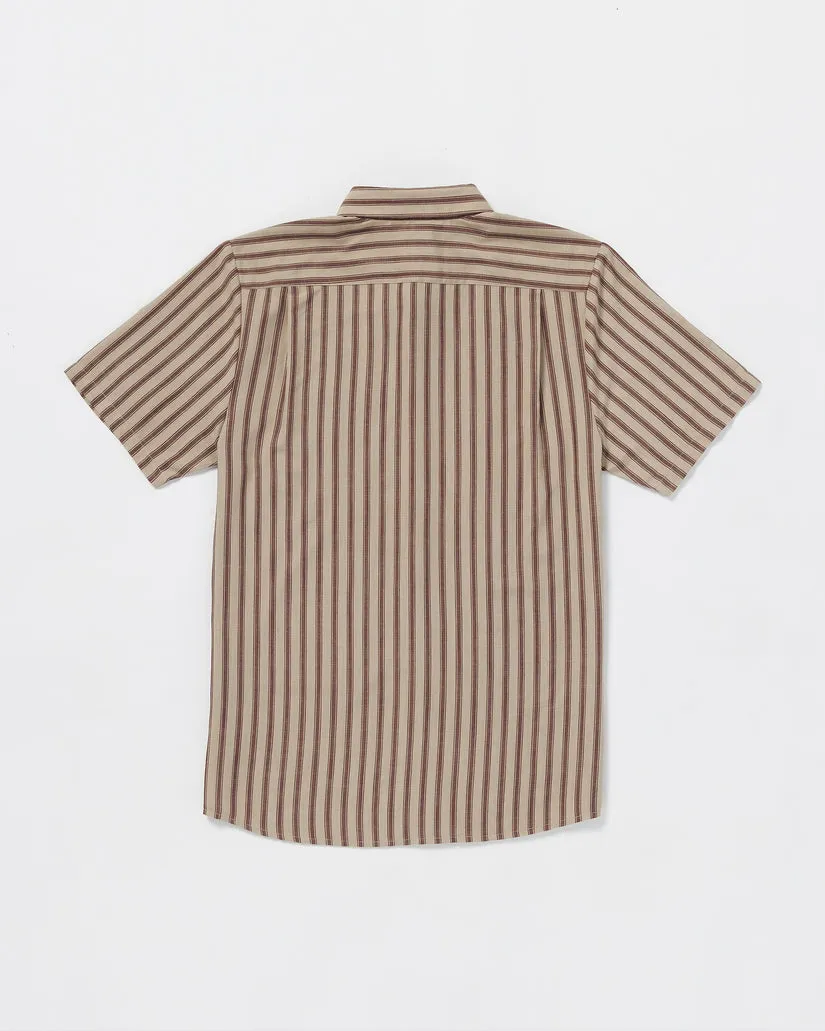 Volcom Arvostripe Woven Short Sleeve Shirt - LIGHT KHAKI