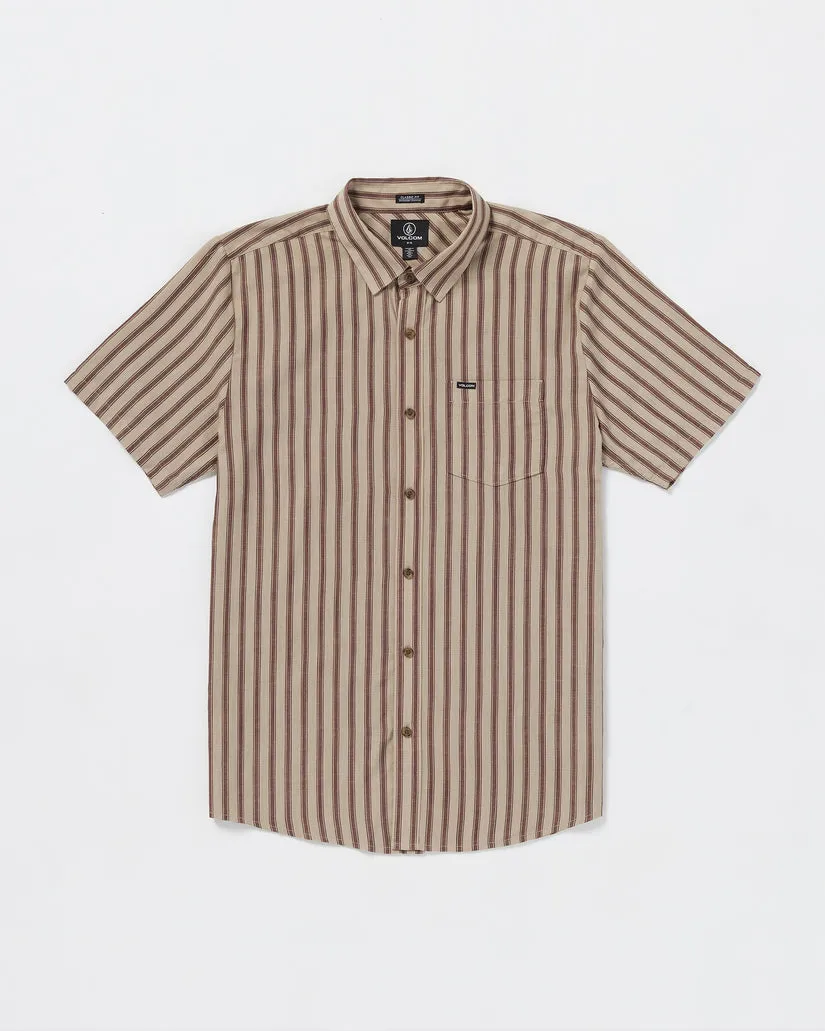 Volcom Arvostripe Woven Short Sleeve Shirt - LIGHT KHAKI