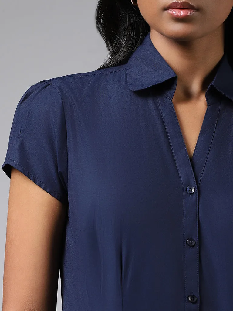 Wardrobe Solid Blue Shirt