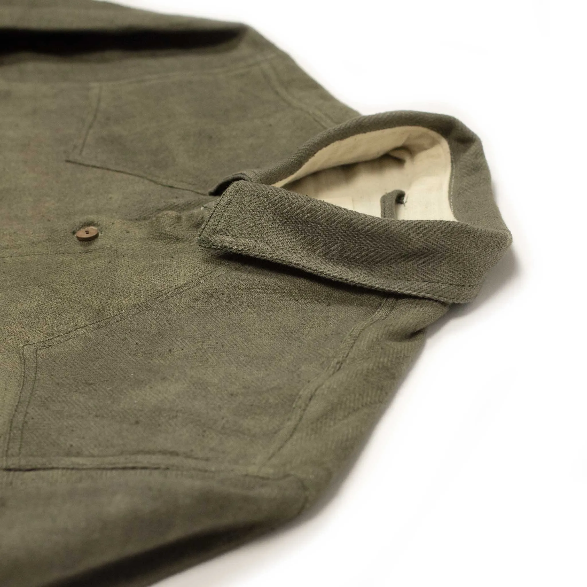 Western overshirt in olive herringbone Kala cotton