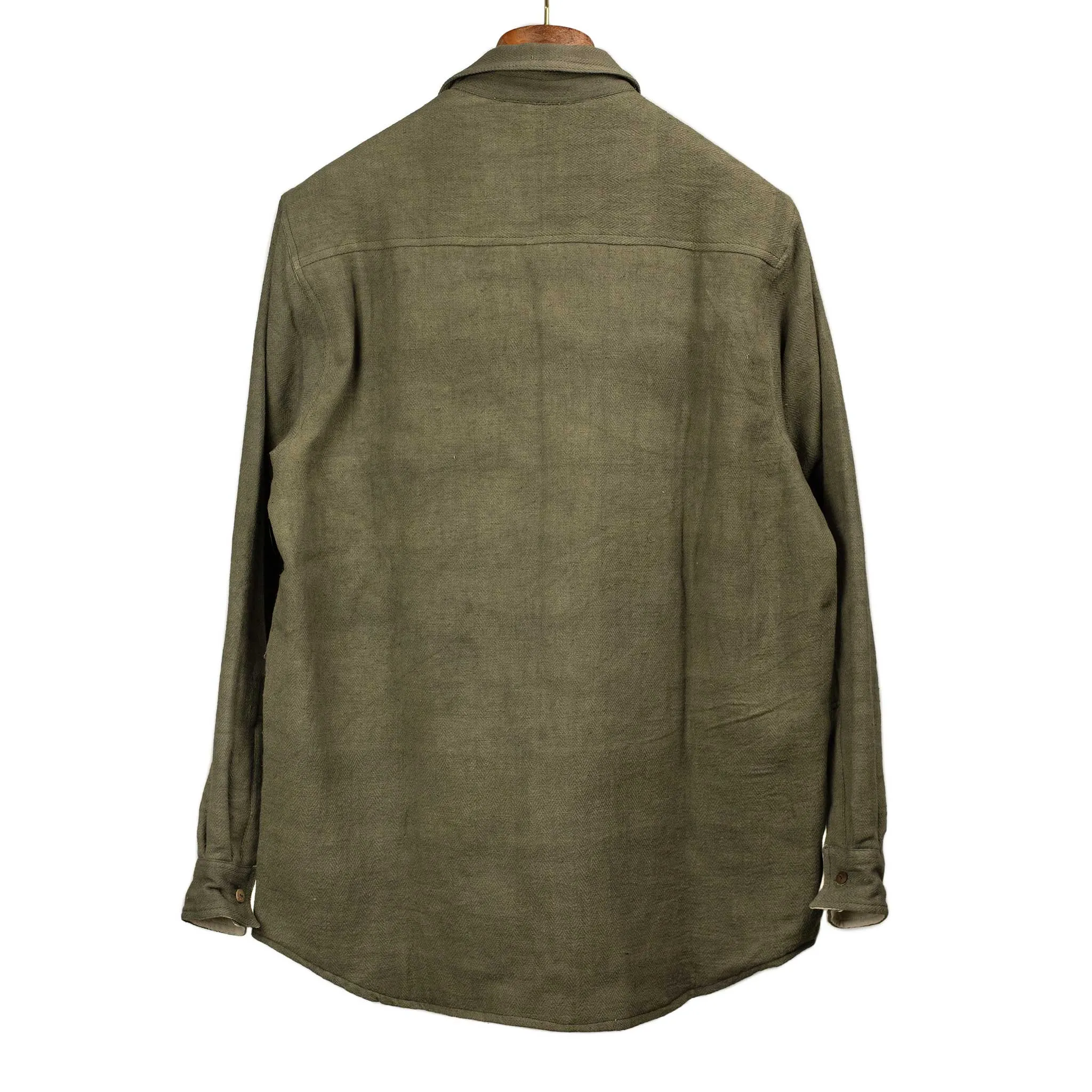 Western overshirt in olive herringbone Kala cotton